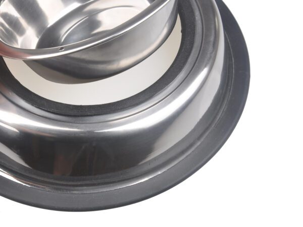 Heavyweight Small Stainless Steel Double Dish, Non-Tip - Image 2