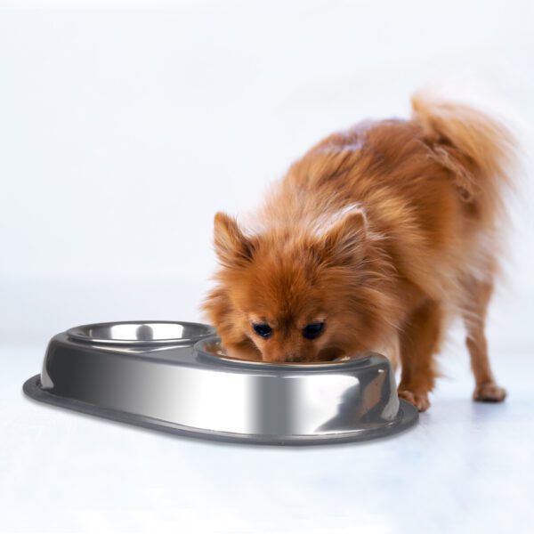 Heavyweight Small Stainless Steel Double Dish, Non-Tip - Image 4