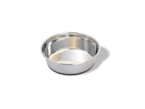 Heavyweight Cat Dish with full rubber bottom 8oz Stainless Steel