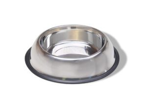 Non-Tip Dish with rubber ring 16oz Stainless Steel